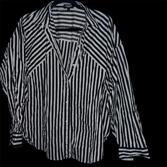 Express Black and White Striped Shirt - Picture 1 of 11
